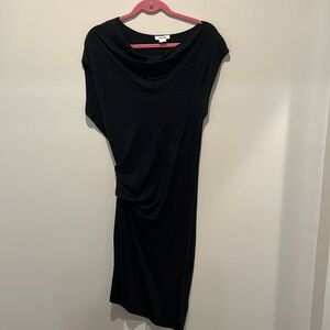 Helmut Lang black drapey ruched dress, S